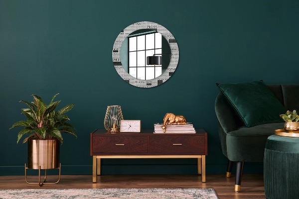 Round wall mirror decor Pattern from newspapers