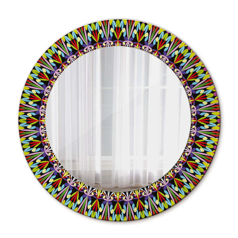 Round printed mirror Psychedelic mandala pattern