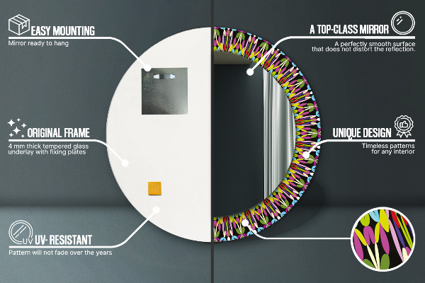 Round printed mirror Psychedelic mandala pattern