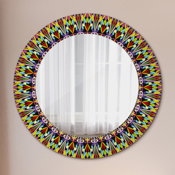 Round printed mirror Psychedelic mandala pattern