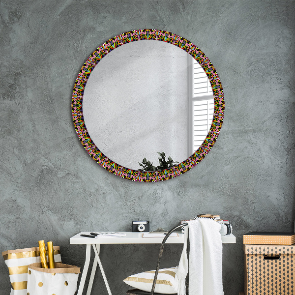 Round printed mirror Psychedelic mandala pattern