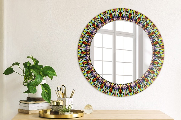 Round printed mirror Psychedelic mandala pattern