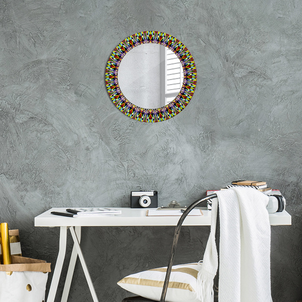Round printed mirror Psychedelic mandala pattern