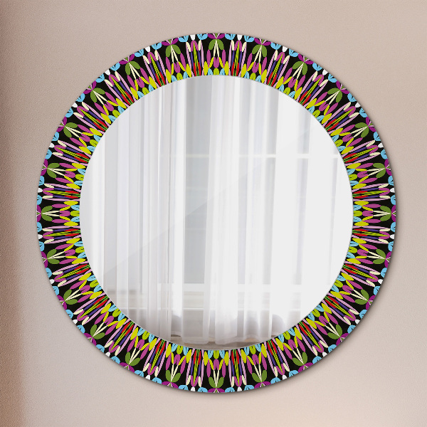 Round printed mirror Psychedelic mandala pattern