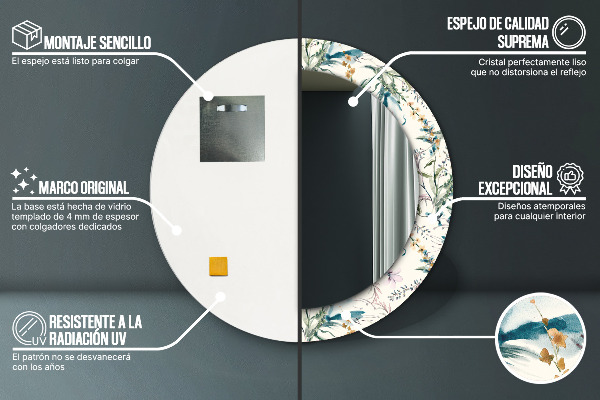 Circle decorative mirror Watercolor flowers