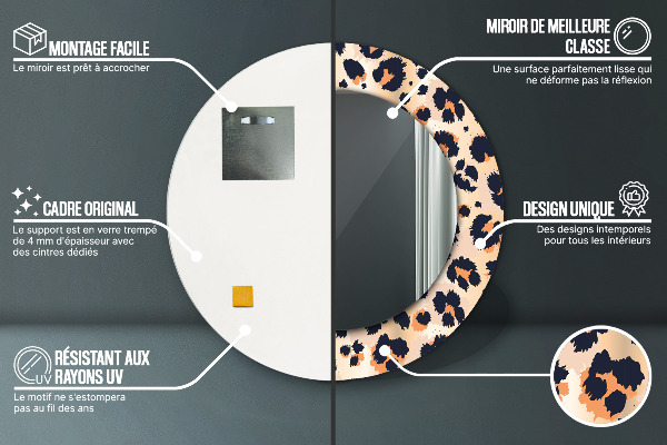 Round wall mirror decor Wild pattern