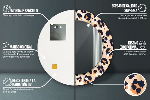 Round wall mirror decor Wild pattern