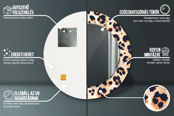 Round wall mirror decor Wild pattern