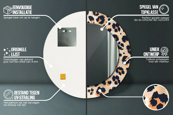 Round wall mirror decor Wild pattern