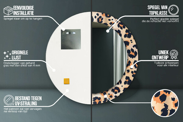 Round wall mirror decor Wild pattern