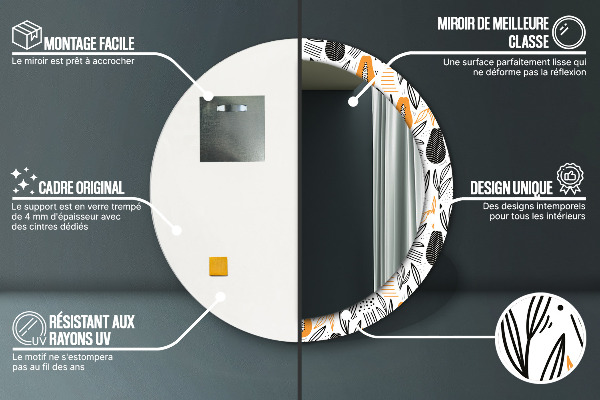 Round wall mirror decor Papai pattern