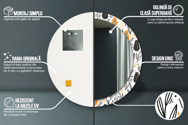 Round wall mirror decor Papai pattern