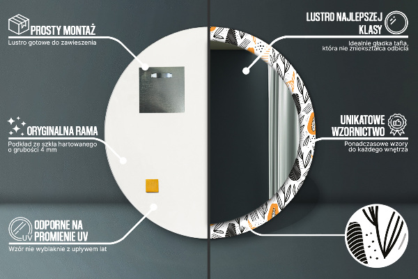 Round wall mirror decor Papai pattern