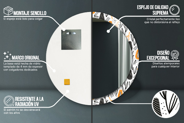 Round wall mirror decor Papai pattern