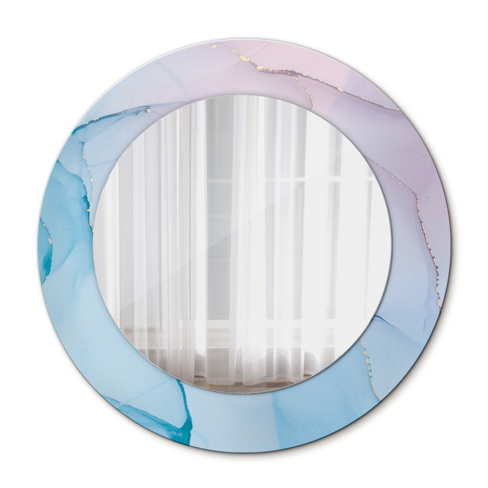 Round mirror frame with print Modern marble texture