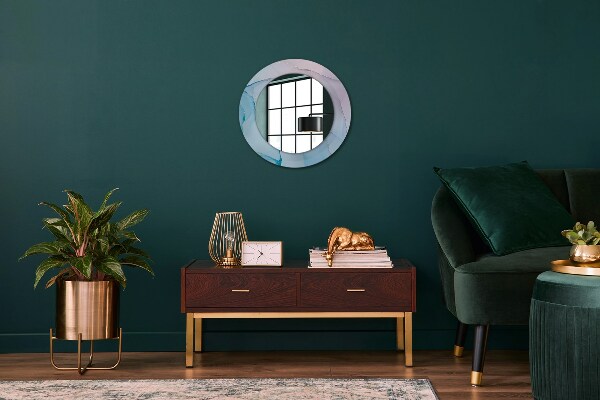 Round mirror frame with print Modern marble texture