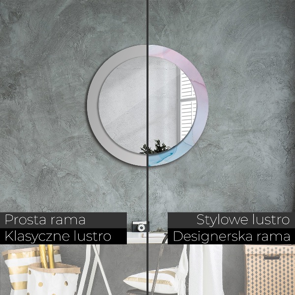 Round mirror frame with print Modern marble texture