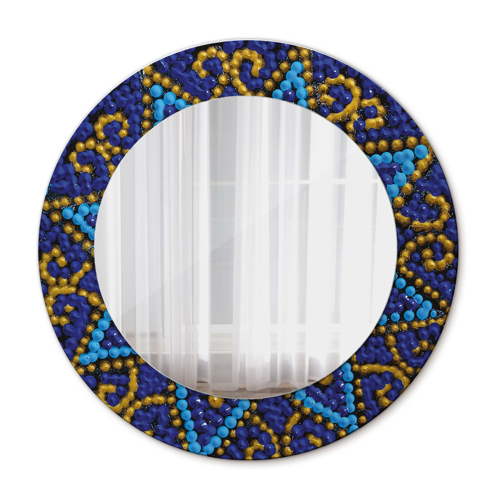 Round mirror frame with print Decorative composition