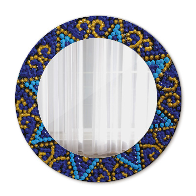 Round mirror frame with print Decorative composition
