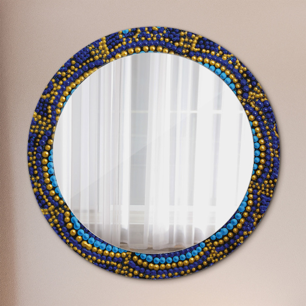 Round mirror frame with print Decorative composition
