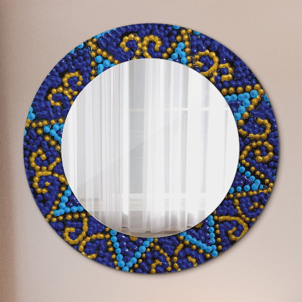 Round mirror frame with print Decorative composition