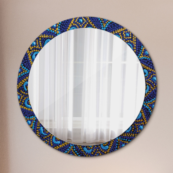Round mirror frame with print Decorative composition