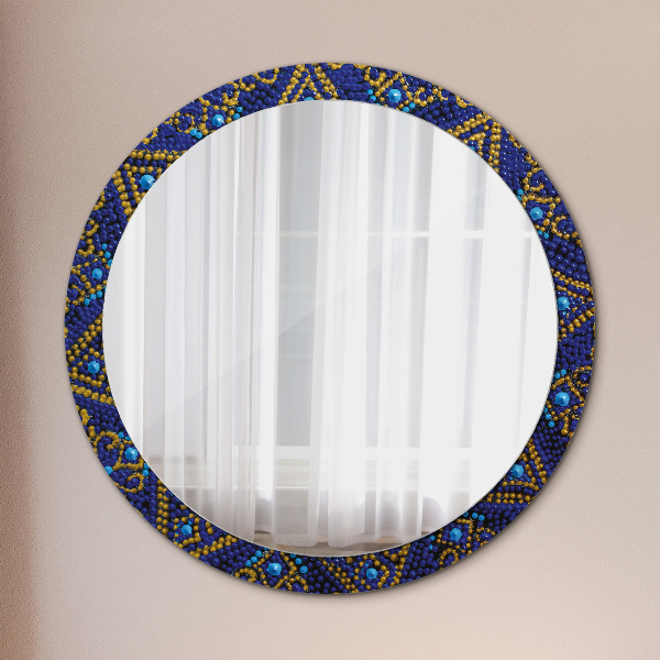 Round mirror frame with print Decorative composition