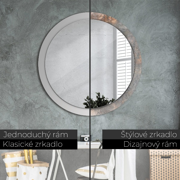 Round mirror frame with print Vintage concrete