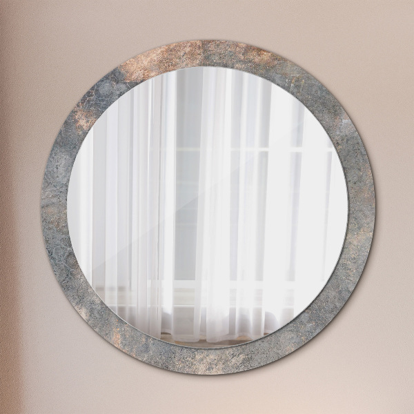 Round mirror frame with print Vintage concrete