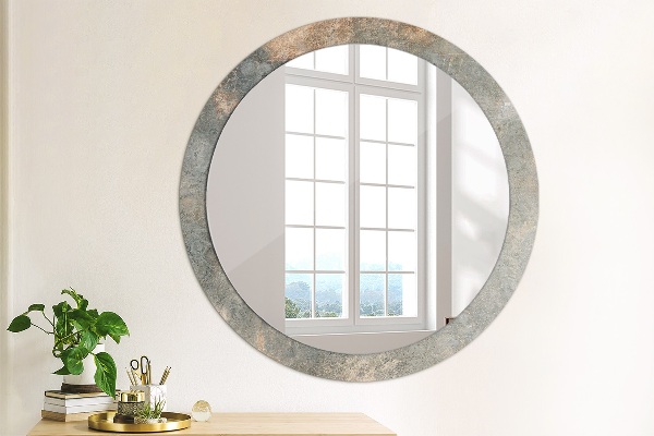 Round mirror frame with print Vintage concrete