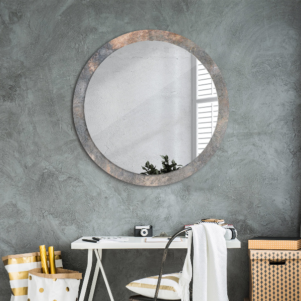 Round mirror frame with print Vintage concrete