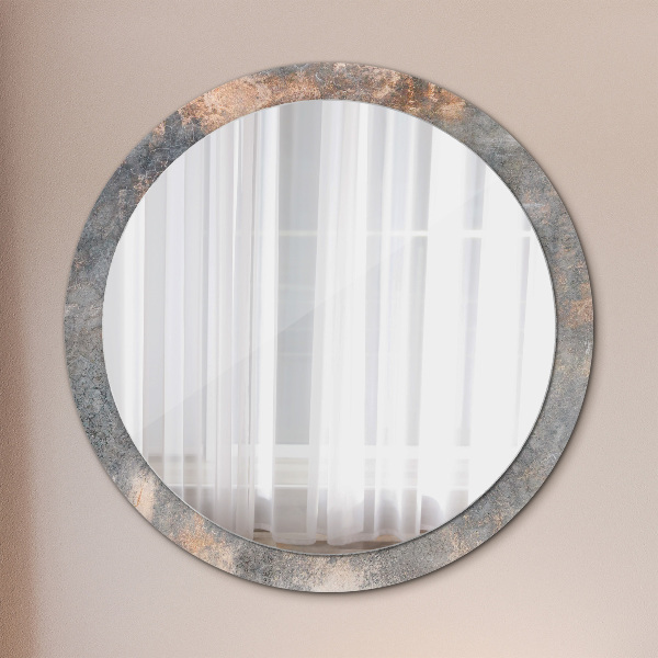 Round mirror frame with print Vintage concrete