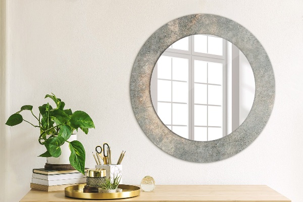 Round mirror frame with print Vintage concrete