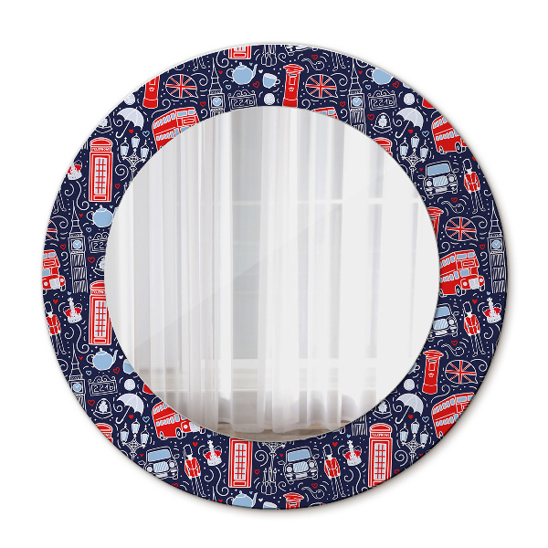 Round mirror frame with print London symbol