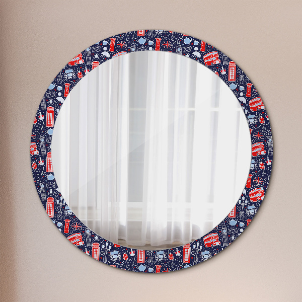 Round mirror frame with print London symbol
