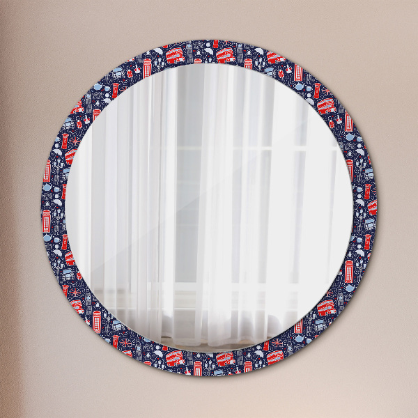 Round mirror frame with print London symbol