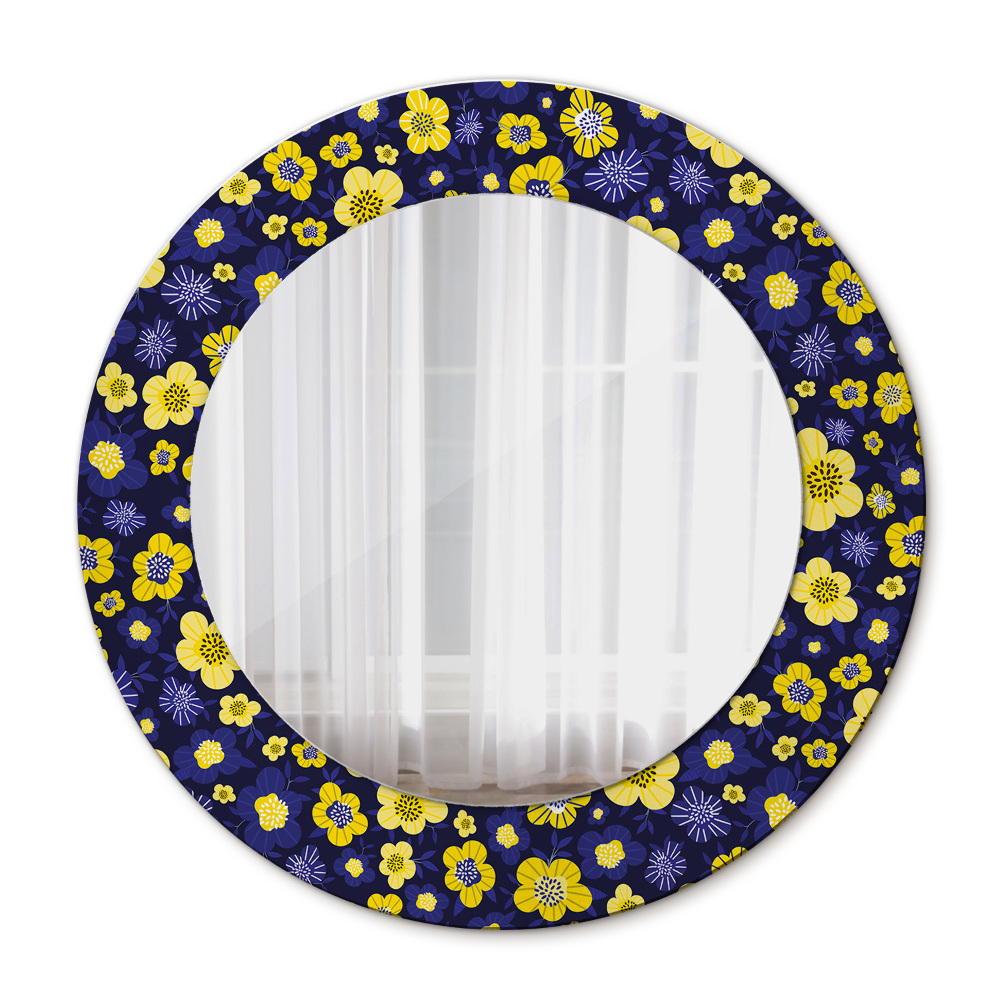 Round wall mirror design Sweet small flowers