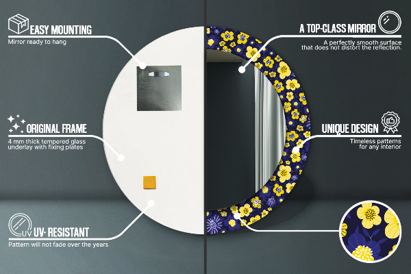 Round wall mirror design Sweet small flowers