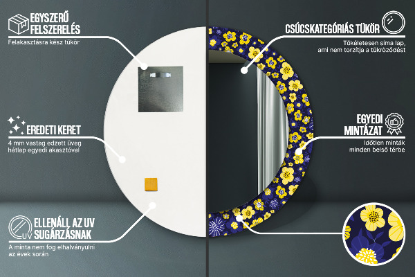 Round wall mirror design Sweet small flowers