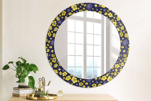 Round wall mirror design Sweet small flowers