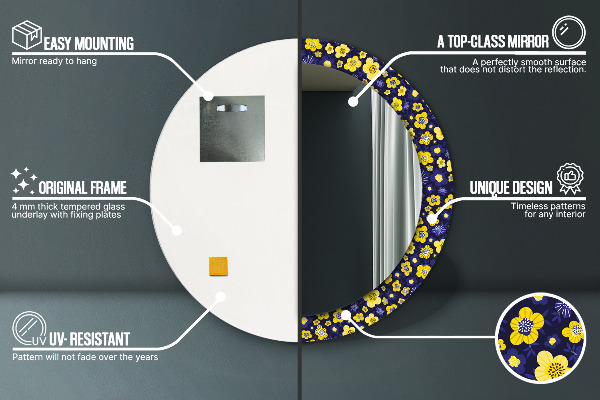 Round wall mirror design Sweet small flowers