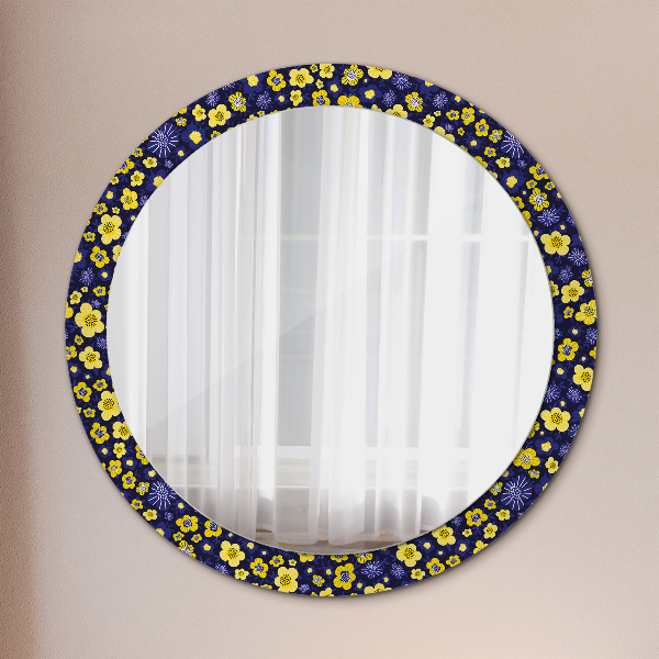 Round wall mirror design Sweet small flowers