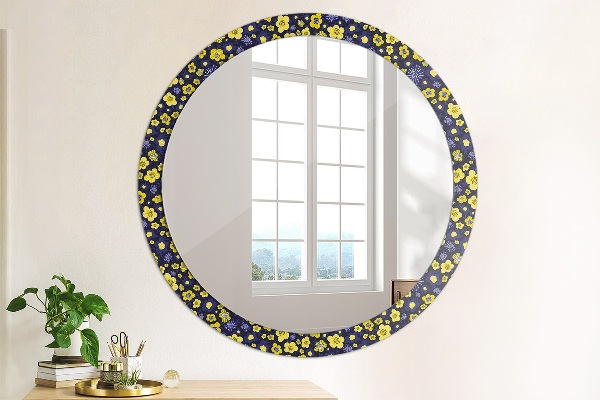 Round wall mirror design Sweet small flowers