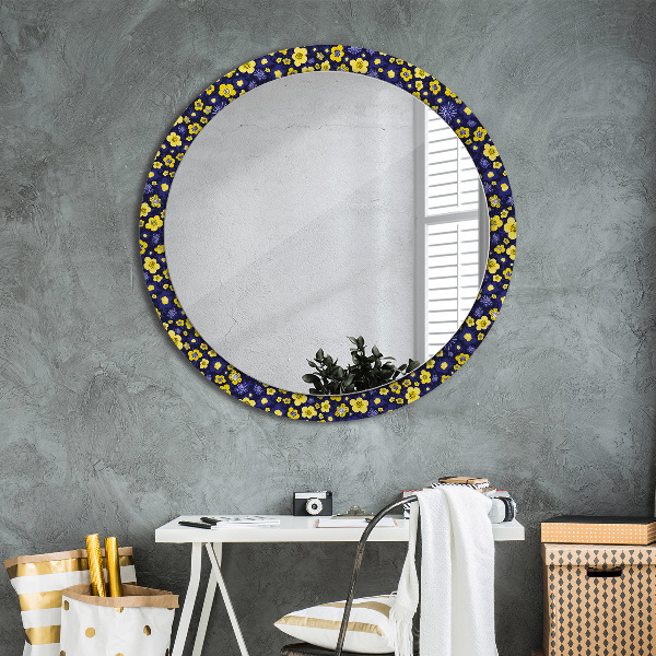 Round wall mirror design Sweet small flowers