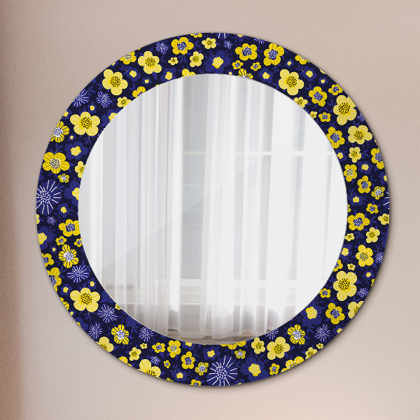 Round wall mirror design Sweet small flowers