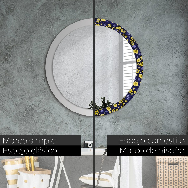 Round wall mirror design Sweet small flowers