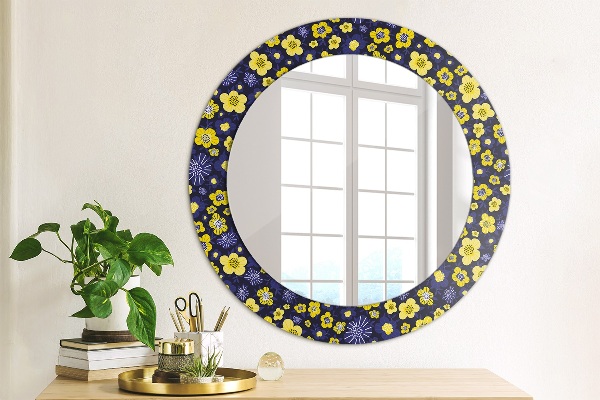 Round wall mirror design Sweet small flowers