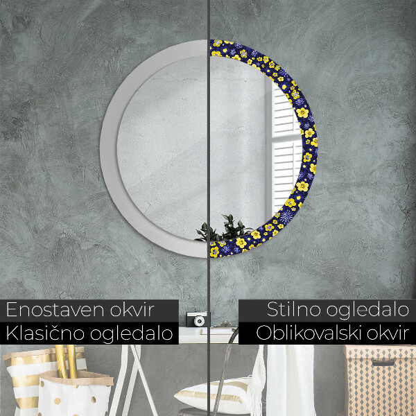 Round wall mirror design Sweet small flowers