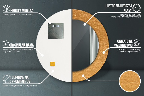 Round printed mirror Metal surface