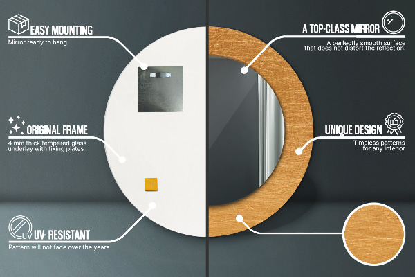 Round printed mirror Metal surface